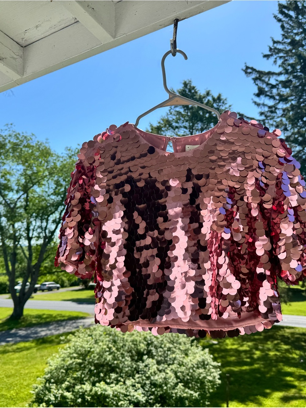 a new day Rose Pink Sequin Crop Top